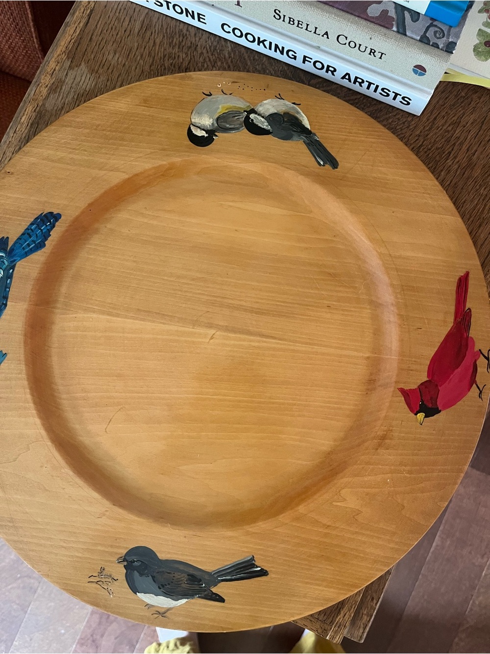 Large Hand-Painted Bird Serving/Charger Plate 17 1/2”